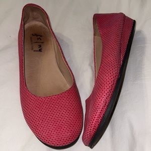 fslny Brown snakeskin suede mini wedge‎